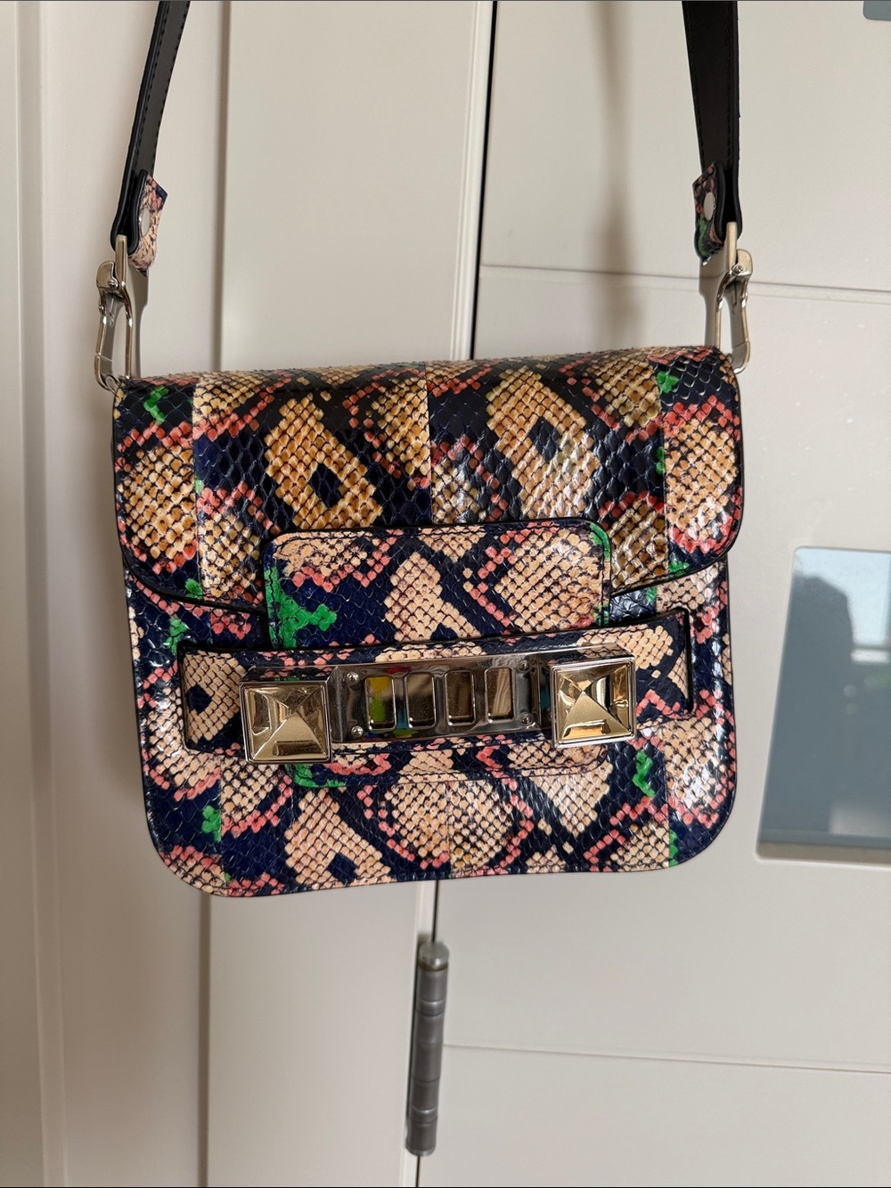 Proenza Schouler multi colour Python Leather cross body shoulder messenger bag
